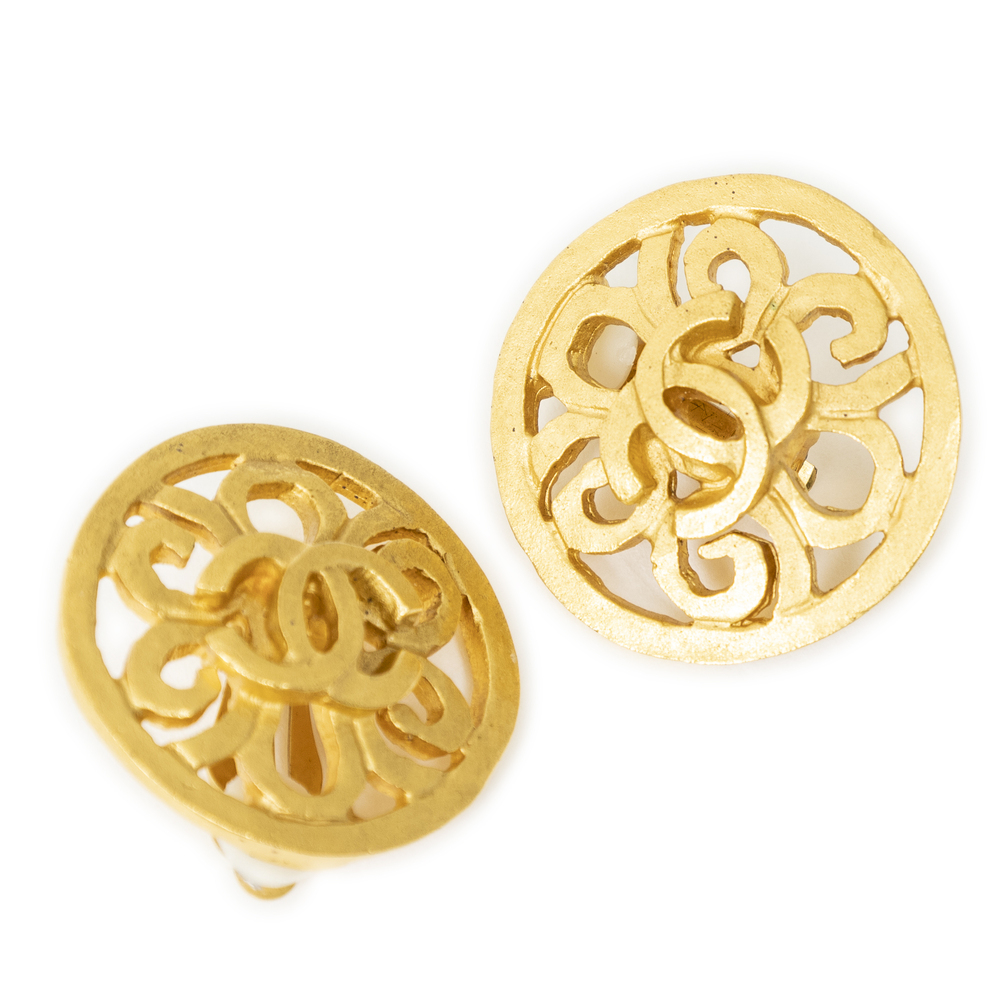 Chanel CC Round Clip On Earrings